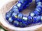*25* 5x8mm Gold Lined Matte Sapphire Faceted Large Hole Rondelle Roller Beads